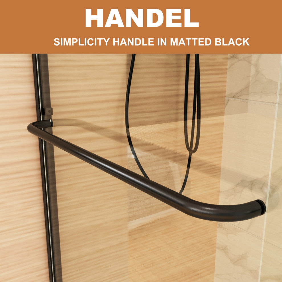 60" W x 70" H Framed Traditional Sliding Shower Door, Matte Black