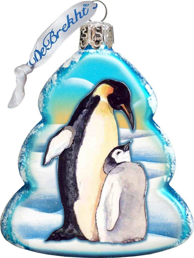 Keepsake Penguin Family Scenic Glass Ornament