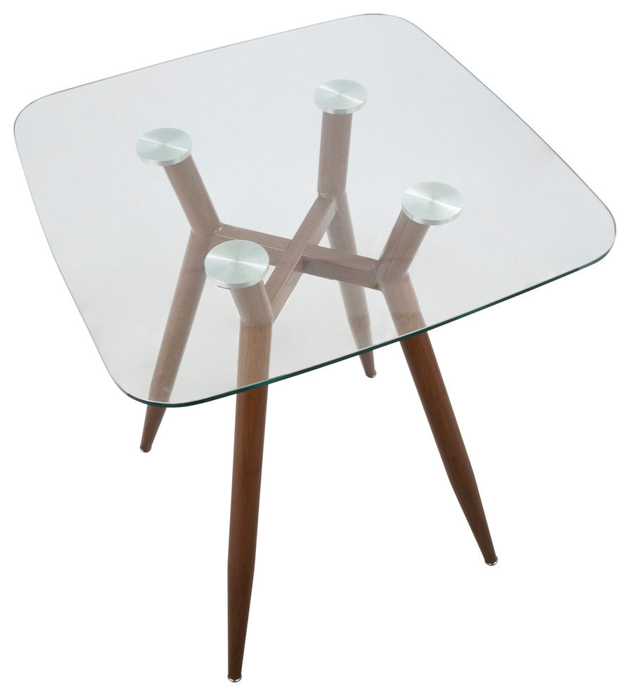 Lumisource Clara Counter Table, Walnut Metal and Clear Glass