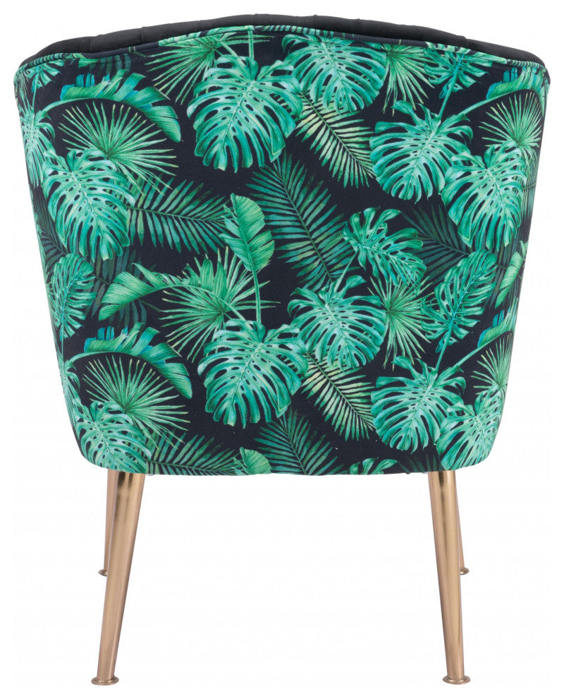 Tonya Accent Chair Black Gold and Tropical Print