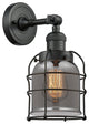 Small Bell Cage 1-Light Sconce, Matte Black, Plated Smoke