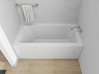 Vanity Art Alcove Soaking Acrylic Bathtub, Pure White, 60"x32", Right