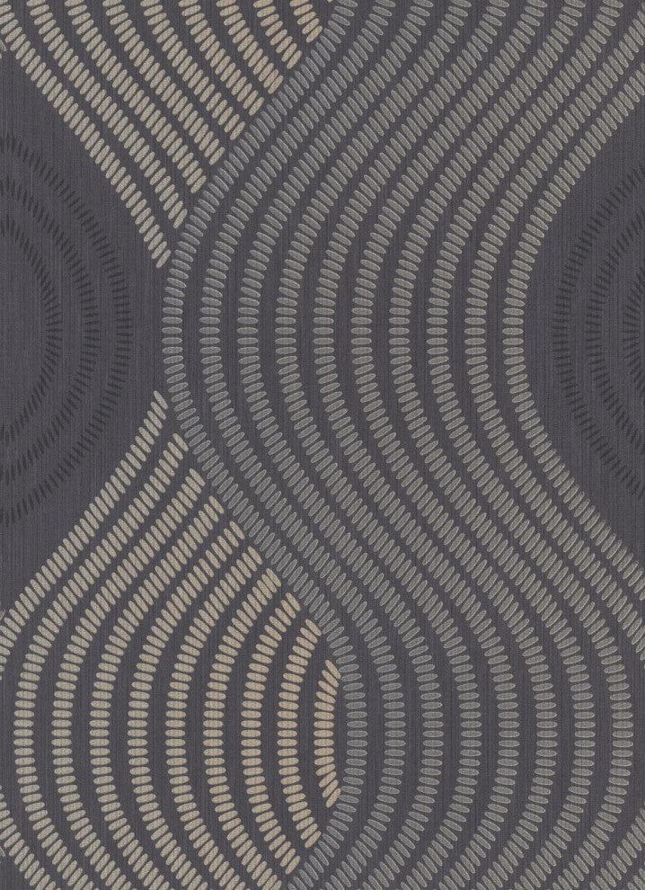 Geometric Modern Textured Wallpaper, Figures, Small Dots, Gold Black, 1 Roll