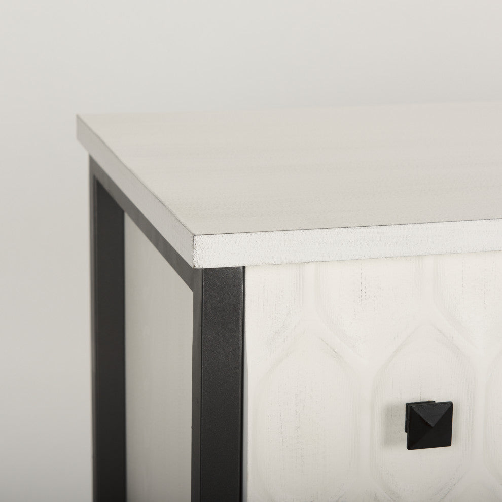Savannah White Fir Veneer With Gray Metal 6-Drawer Sideboard