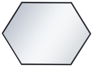 Elegant Decker Metal Frame Hexagon Mirror 24" MR4424BK - Black