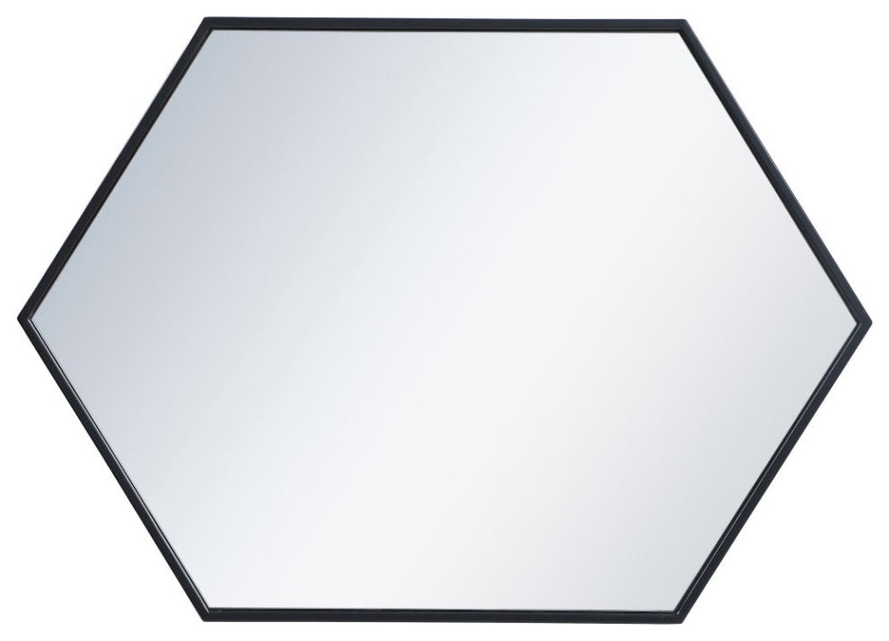 Elegant Decker Metal Frame Hexagon Mirror 24" MR4424BK - Black