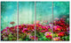 Little Red and Pink Flowers on Blue, Floral Canvas Print, 48"x28", 4 Panels
