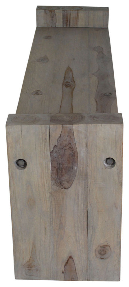 Haussmann Teak Block Bench 48 x 12 x 19 inch High KD Grey Oil