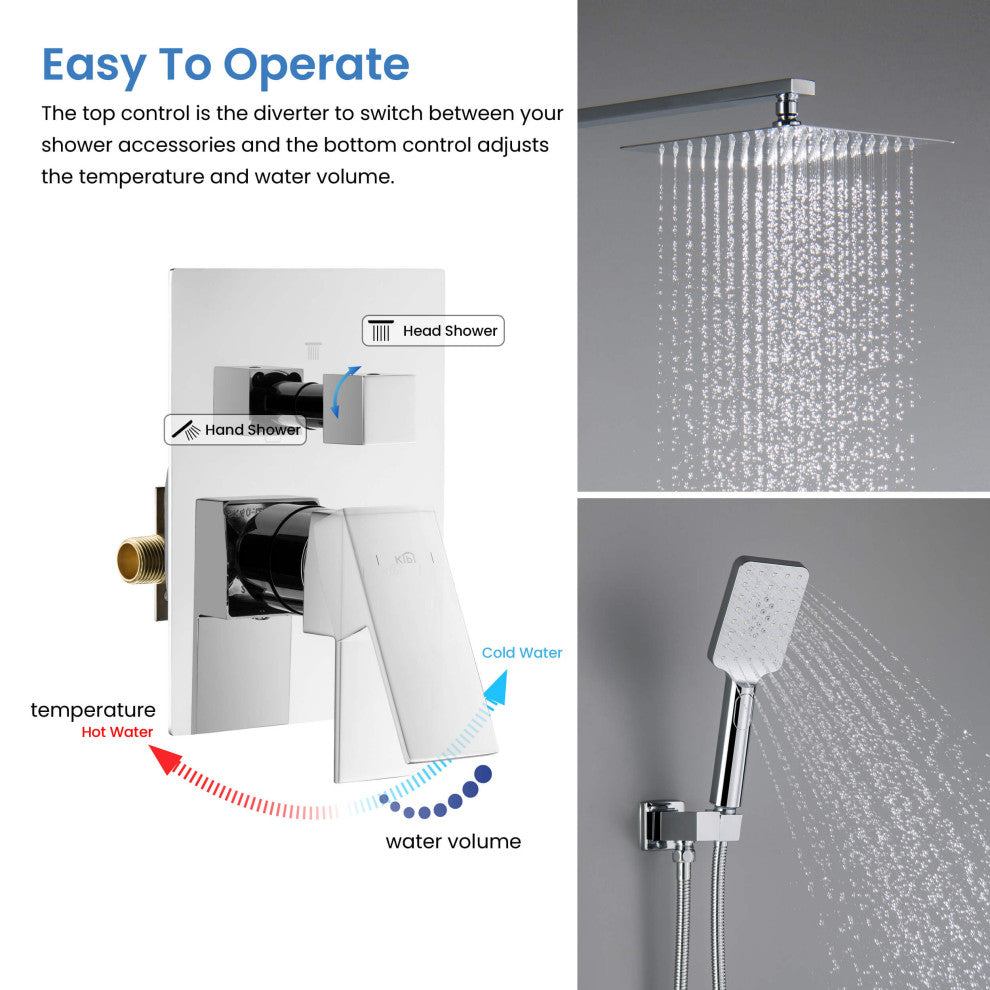 Cube Pressure 2-Function Shower System, Rough-In Valve, Chrome
