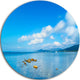Rocks In A Blue Panoramic Sea Bay, Seashore Disc Metal Wall Art, 36"