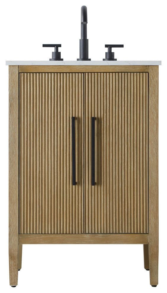 Home Living 24" Single Bathroom Vanity, Linen Oak