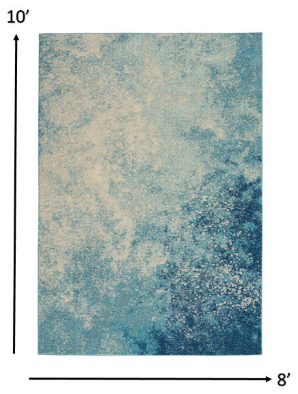 8 x 10 Light Blue and Ivory Abstract Sky Area Rug