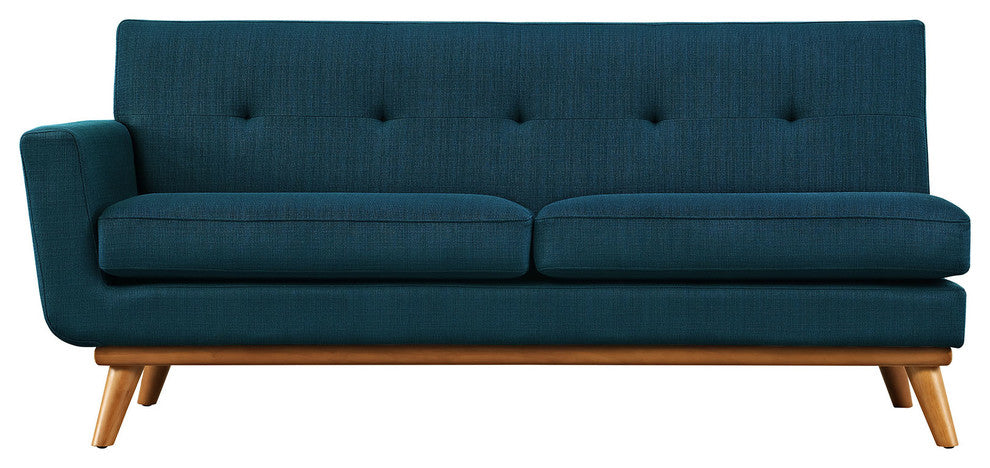 Modern Contemporary Left-Arm Loveseat , Navy, Fabric