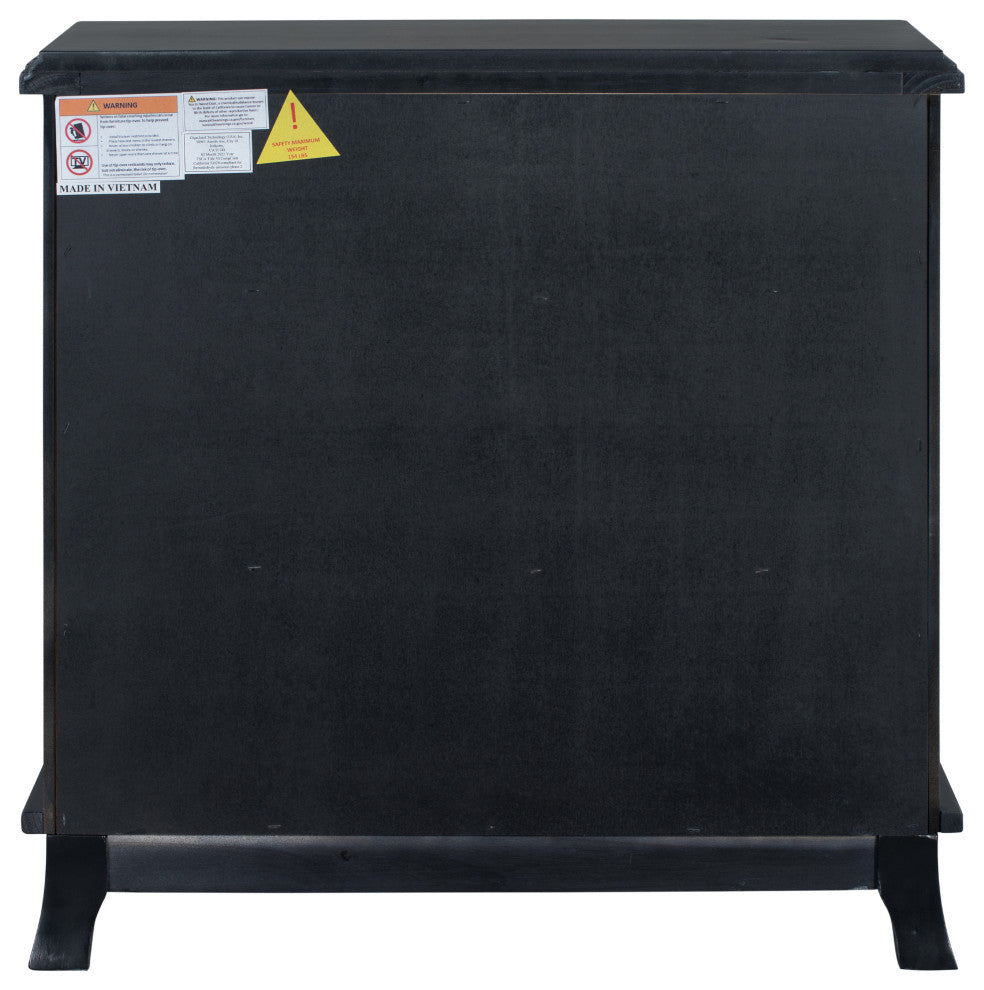 Wood Double Door Accent Cabinet with 2 Drawers, Black, 30'' X 14''