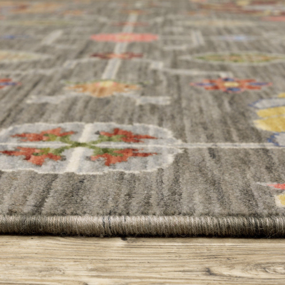 Leoness Floral Puffs Indoor Area Rug, Grey, 6'7" x 9'6"