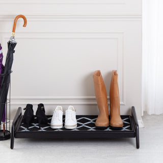 Single-Tier Black Stand With 3-Pair Rubber Boot Tray San Tropez