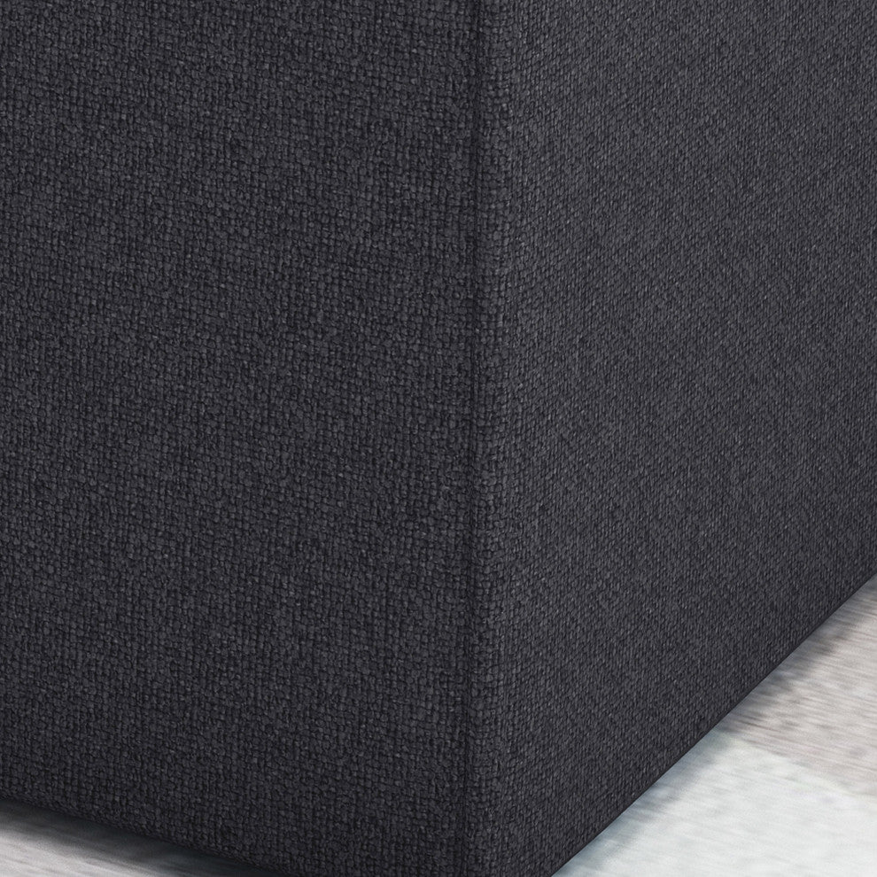 GDF Studio Tammy Fabric Square Ottoman, Dark Charcoal