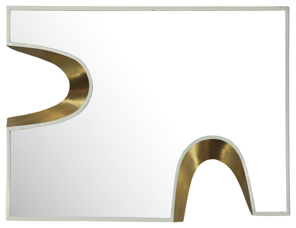 Soleil Mirror, 28" Wide, Gold Finish, Cream