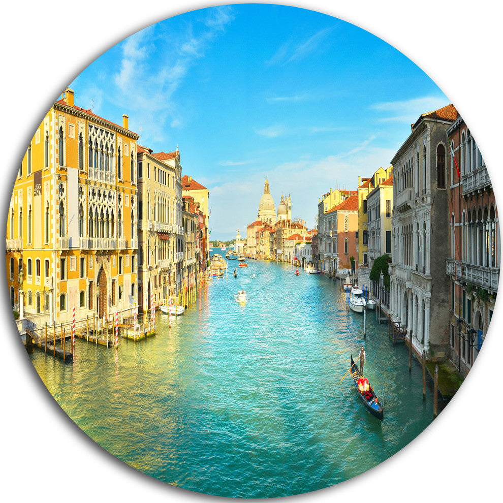 Vibrant Evening Venice Italy, Cityscape Round Wall Art, 11"