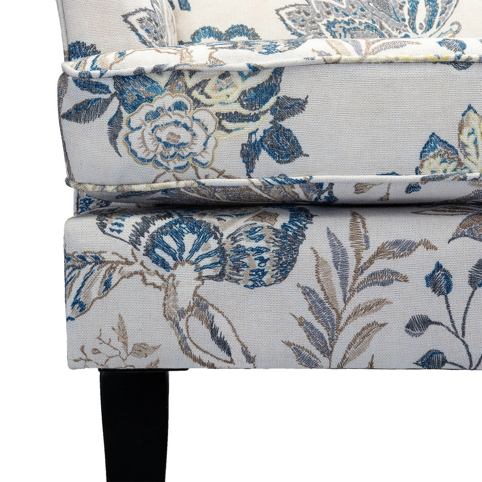 Wooden Upholstery Armchair, Set of 2, Blue