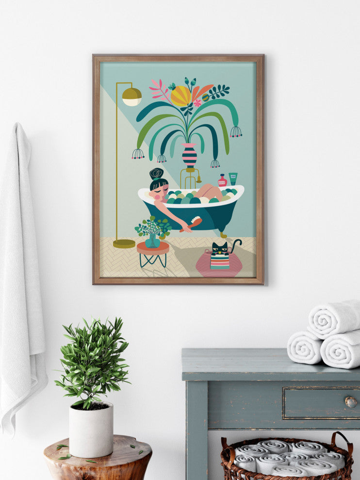 Blake Time to Relax Framed Printed Glass by Rachel Lee, Gold 18x24
