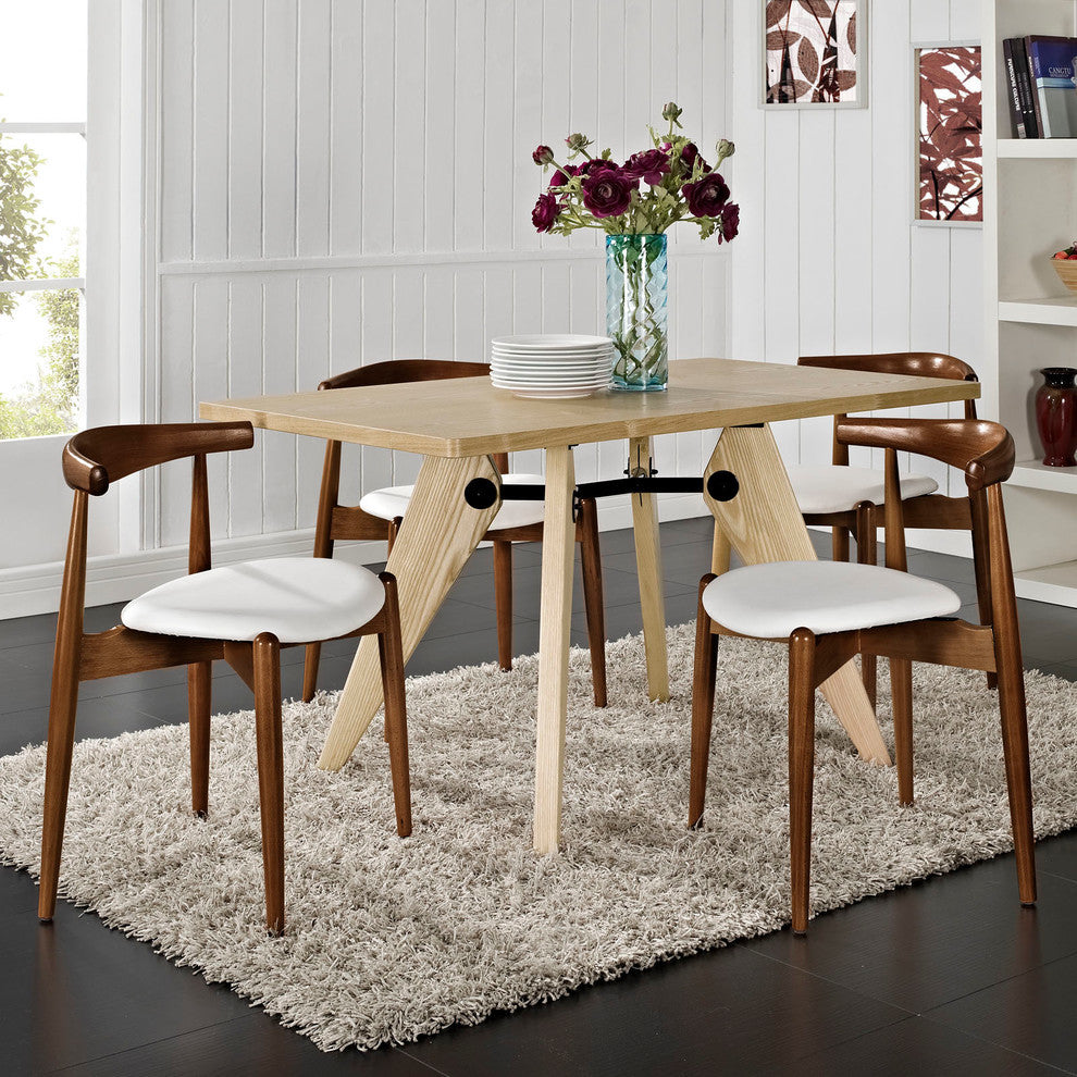 Modern Contemporary Kitchen Wood Dining Side Chairs Set of 4 Walnut White