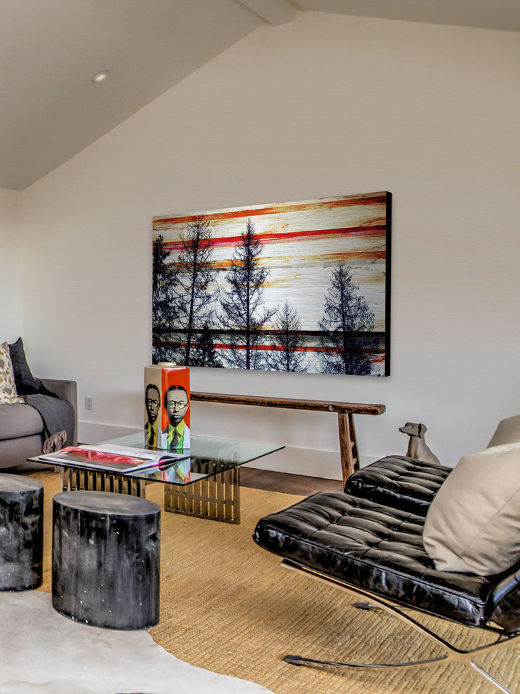 "Red Striped Sky" Print on Brushed Aluminum, 36"x24"