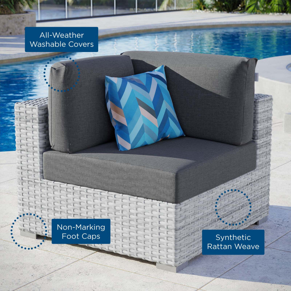Convene Outdoor Patio Corner Chair Light Gray Charcoal