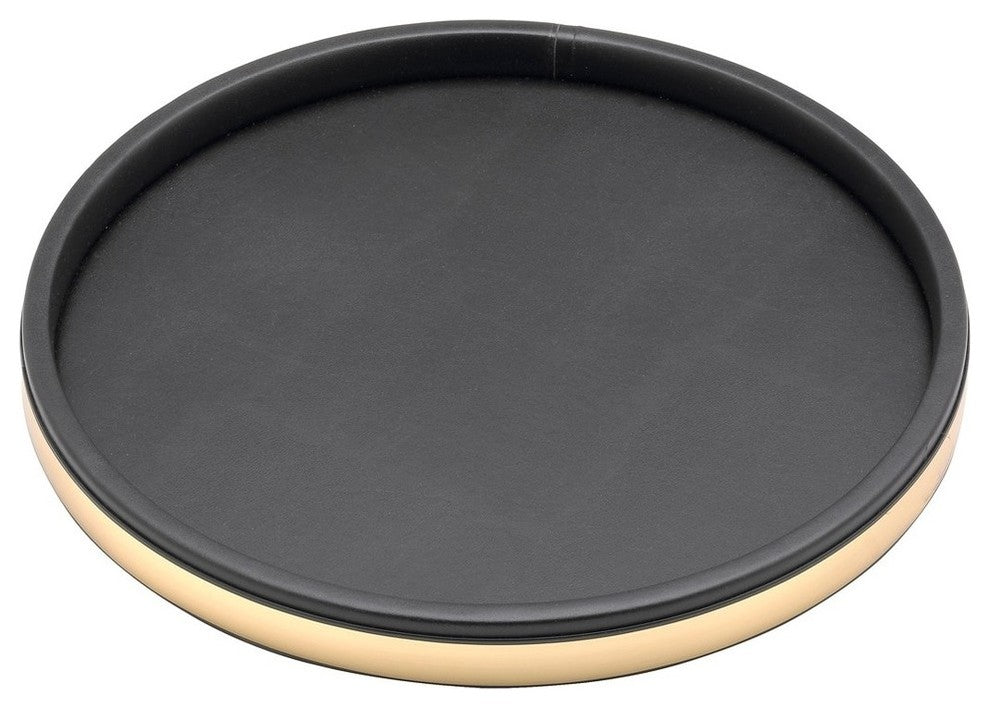 Sophisticates Black With Polished Brass Deluxe 14" Tray