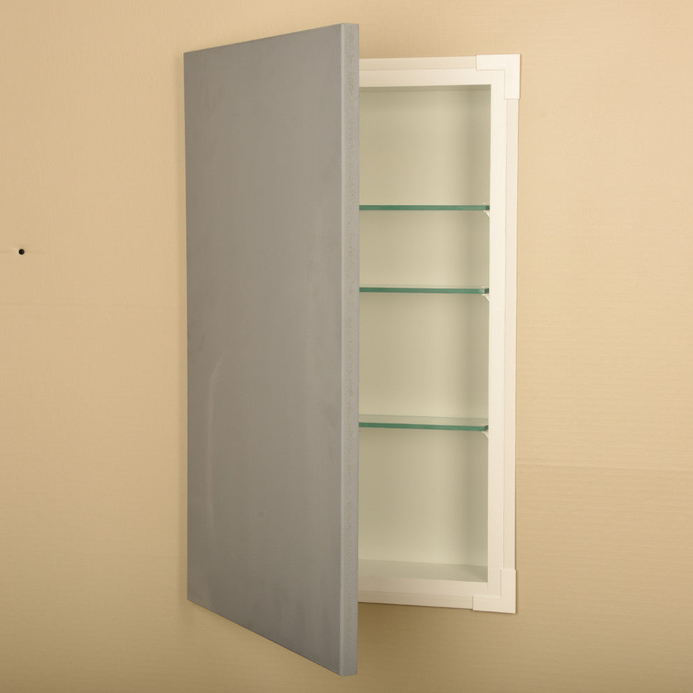 Dolphin Slab Panel Frameless Recessed Medicine Cabinet with LED Light - 14 x 30,