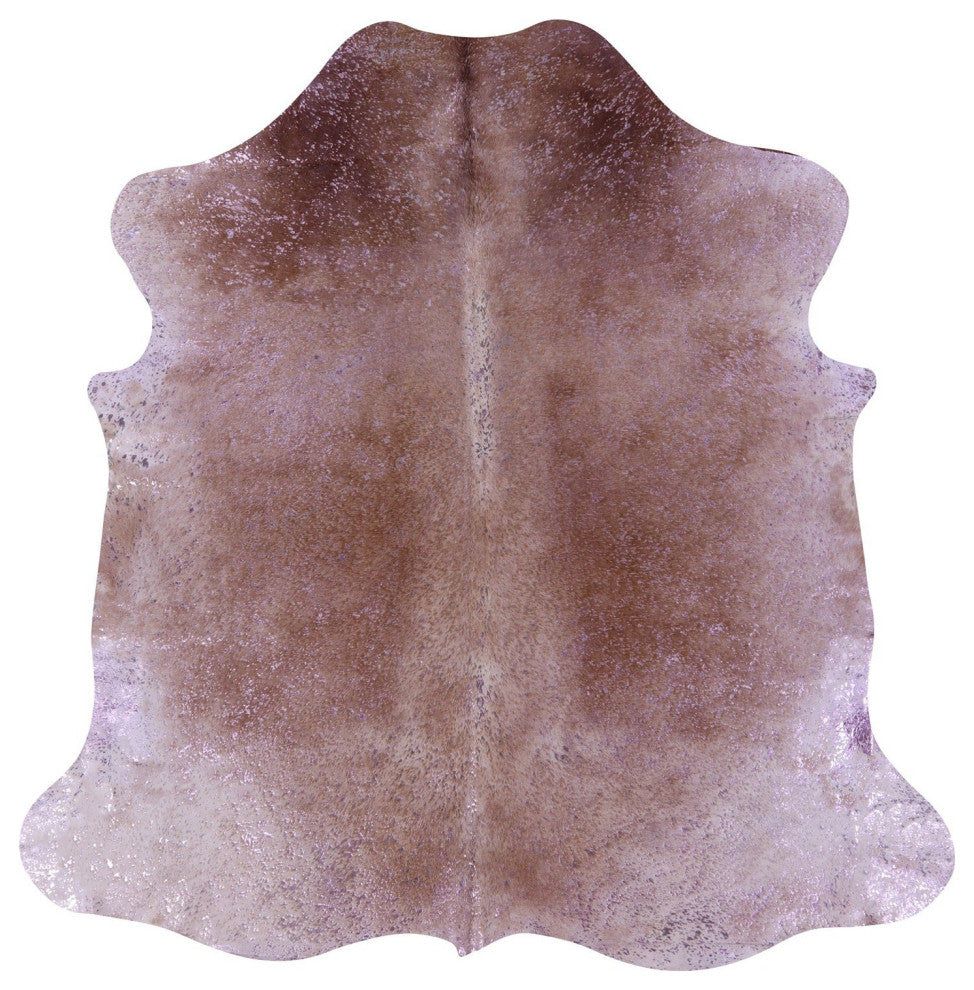 6' 1" X 6' 2" Pink Metallic Cowhide Rug C2117
