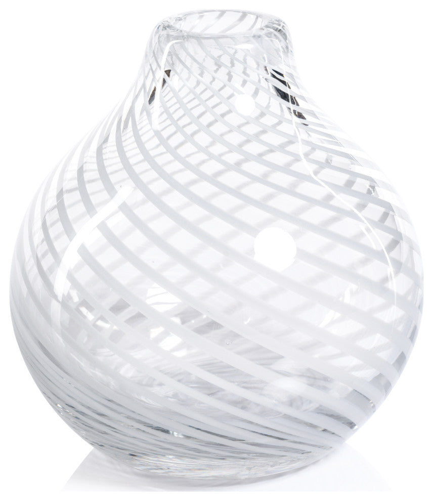 Chantilly White Swirl Glass Bud Vase, Onion