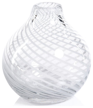 Chantilly White Swirl Glass Bud Vase, Onion
