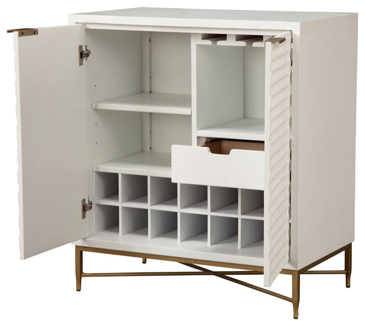 Origins by Alpine White Pearl Wood Bar Cabinet in White