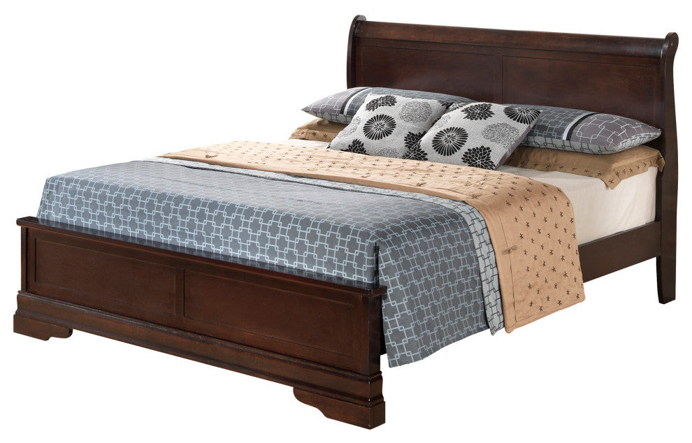 Louis Philippe Cappuccino King Wood Panel Bed