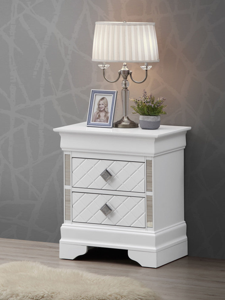 Verona 2-Drawer Nightstand, White