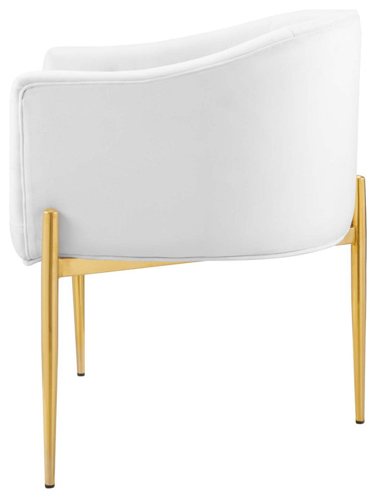 Tufted Accent Chair, Set of 2, Velvet, Metal, White, Modern, Lounge Hospitality