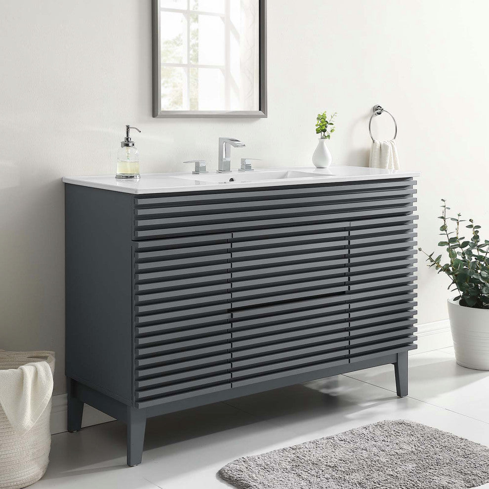 Render 48" Single Sink Bathroom Vanity, Gray White