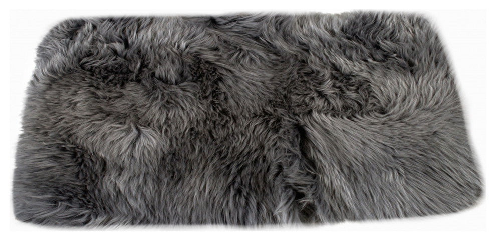 3' x 5' Gray Natural Rectangular Sheepskin Area Rug
