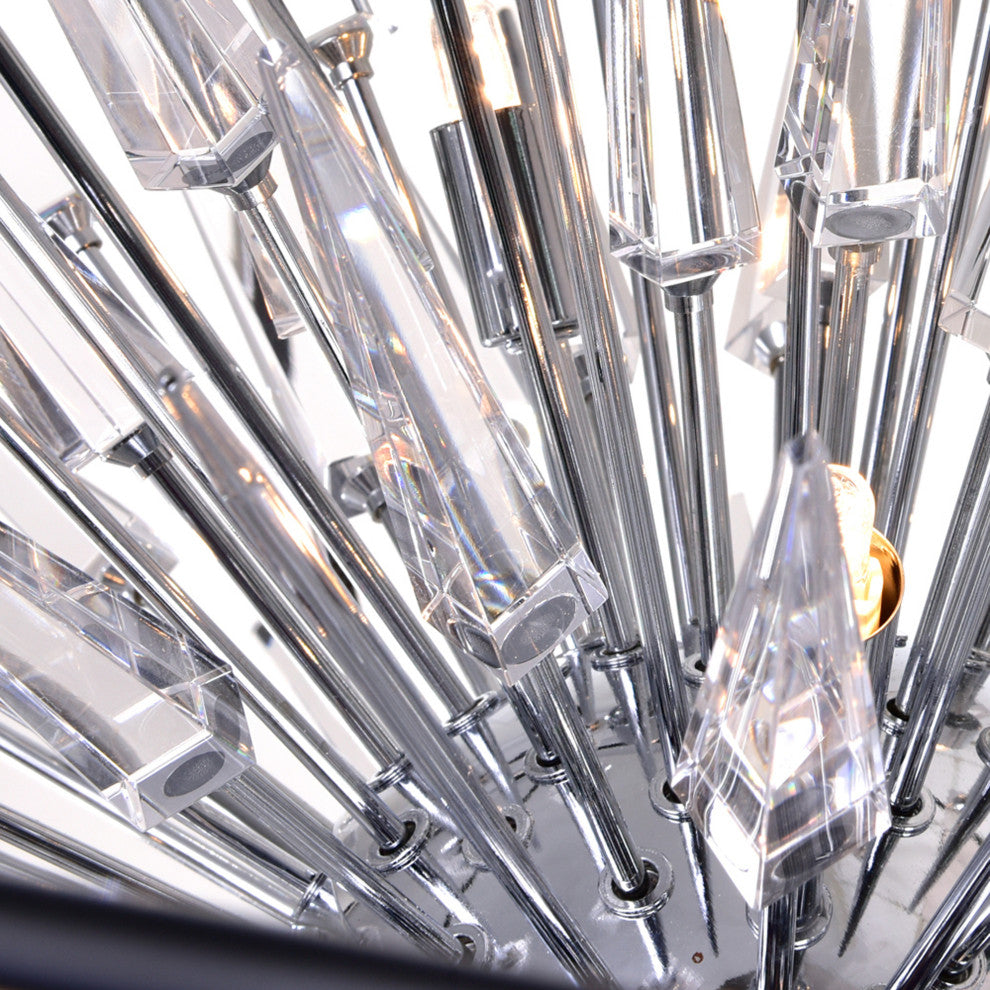 Starburst 20 Light Chandelier With Chrome & Black Finish