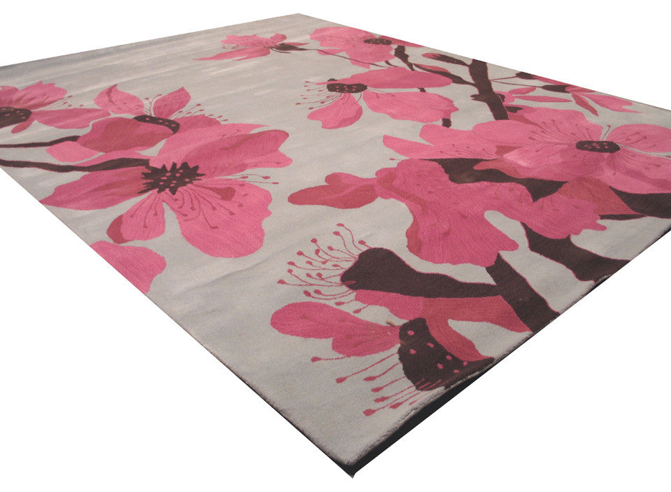 Blue Transitional Floral Jasmine Area Rug