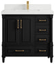 Aberdeen 36 Center Sink Bath Vanity in Black 2" White Quartz
