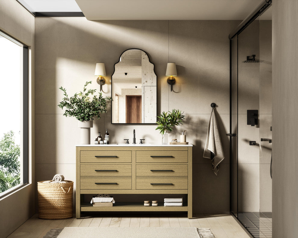 Home Living 54" Single Bathroom Vanity, Honey Brown