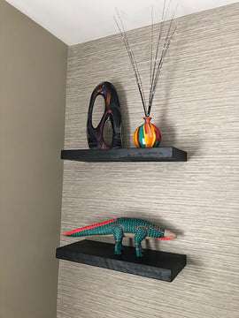 Rustic, Floating Shelf, 2" Thick x 8" Deep, with Mounting, Black, 24"