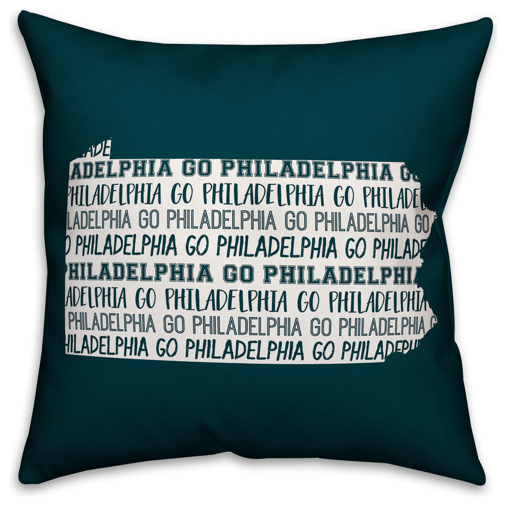 Teal Pennsylvania Go Team 16x16 Spun Poly Pillow