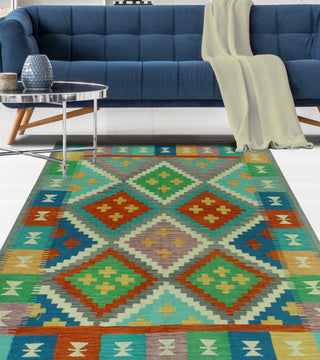 Sangat Flatweave Faiza Grey/Rust Rug, 4'8 x 6'7