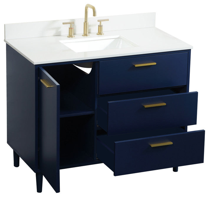 Home Living 42" Bathroom Vanity, Blue With Backsplash