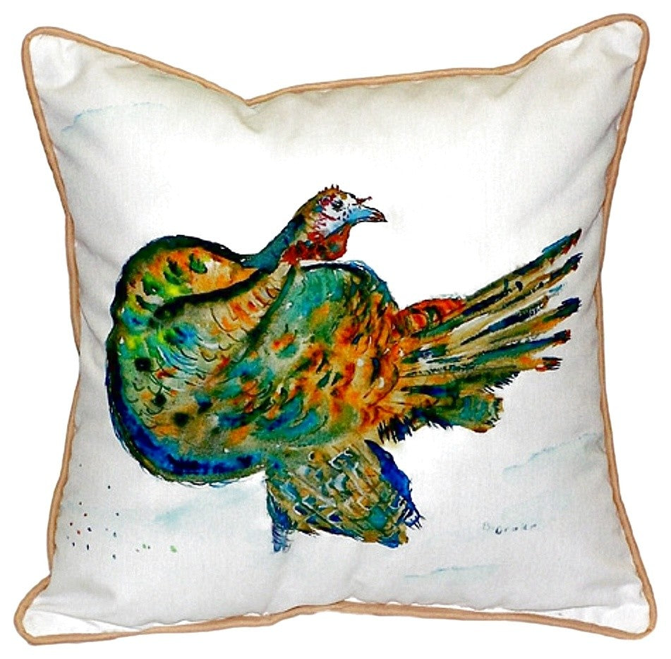 Betsy Drake Turkey Small Indoor/Outdoor Pillow 12x12