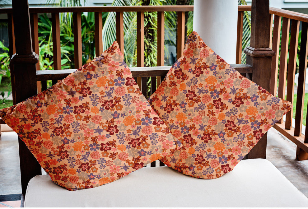 Succulent Garden Indoor/Outdoor Throw Pillow, Peach, 18"x18"