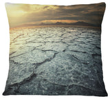 Dark Drought Land Under Cloudy Sky Landscape Wall Throw Pillow, 16"x16"